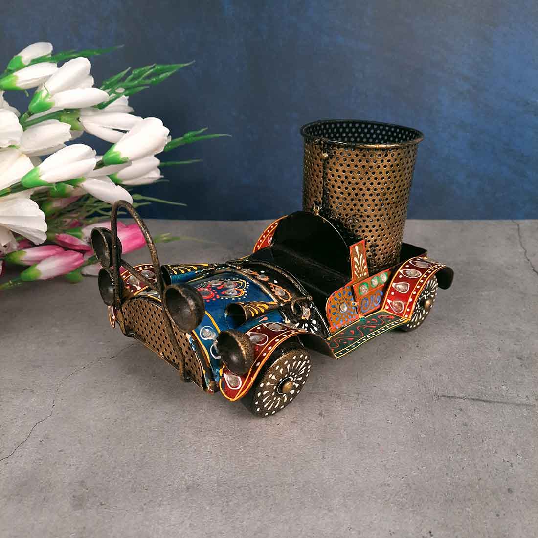 Desk Organiser - Car Design Pen Stand Handmade - for Gifts - 9 Inch