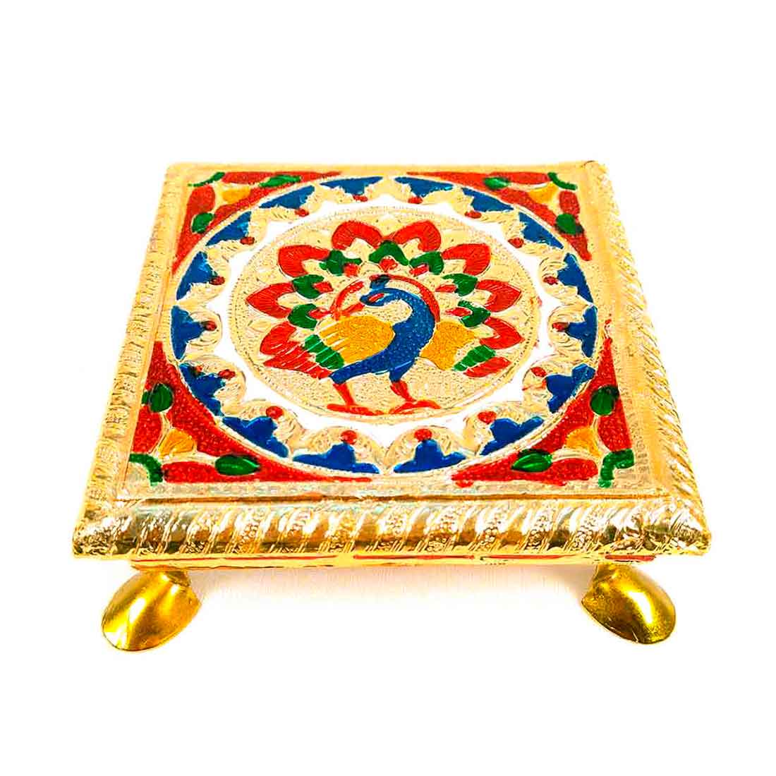 Minakari Pooja Chowki Bajot - For Puja & Gifts - 6 Inch - ApkaMart #Style_design 1