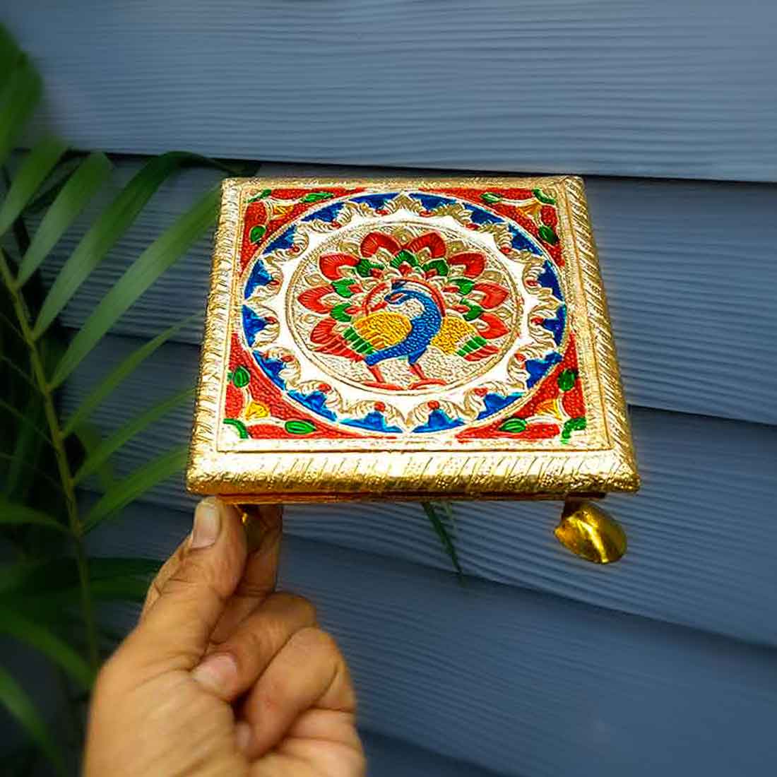 Minakari Pooja Chowki Bajot - For Puja & Gifts - 6 Inch - ApkaMart #Style_design 1