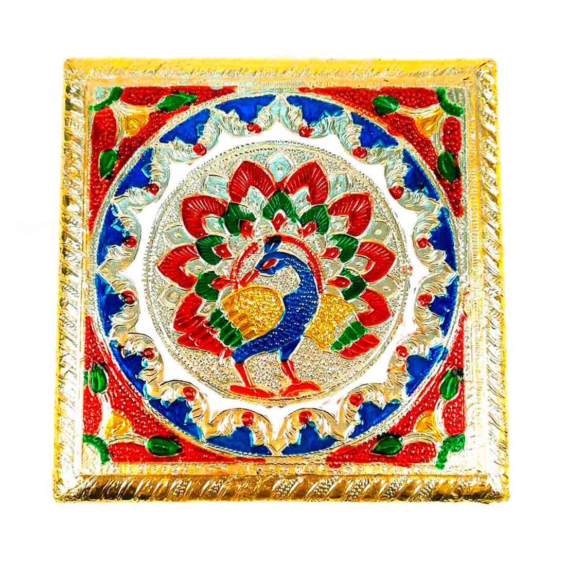 Minakari Pooja Chowki Bajot - For Puja & Gifts - 6 Inch - ApkaMart #Style_design 1