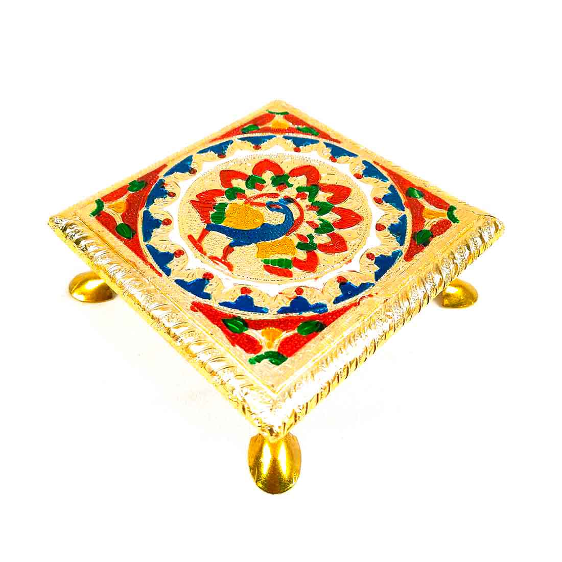 Minakari Pooja Chowki Bajot - For Puja & Gifts - 6 Inch - ApkaMart #Style_design 1