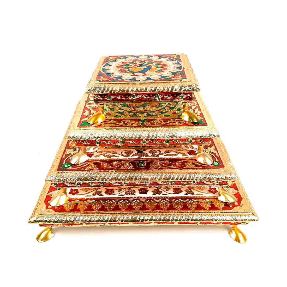 Decorative Chowki - Pack of 4 - For Sitting, Puja & Home Decor - ApkaMart#Style_Design 1