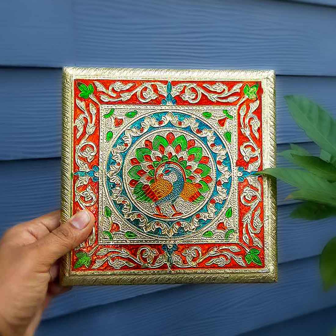 Minakari Chowki Bajot - For Pooja & Puja decoration - 8 Inch - ApkaMart #style_Design 1