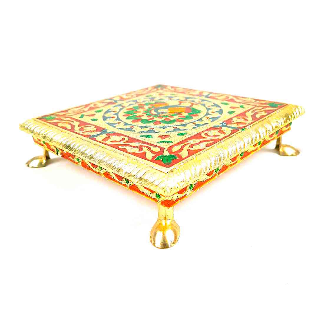 Minakari Chowki Bajot - For Pooja & Puja decoration - 8 Inch - ApkaMart #style_Design 1