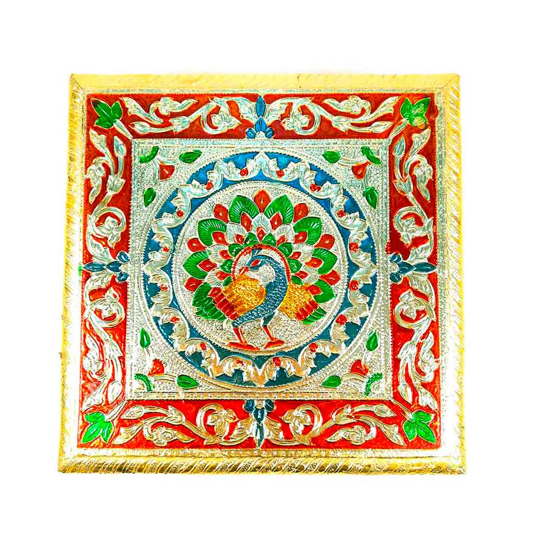 Minakari Chowki Bajot - For Pooja & Puja decoration - 8 Inch - ApkaMart #style_Design 1