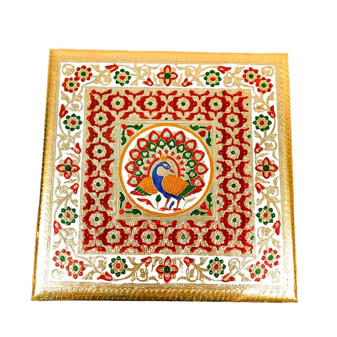 Pooja Chowki Bajot - Peacock Design - For Puja & Wedding Decor -12 Inch - ApkaMart