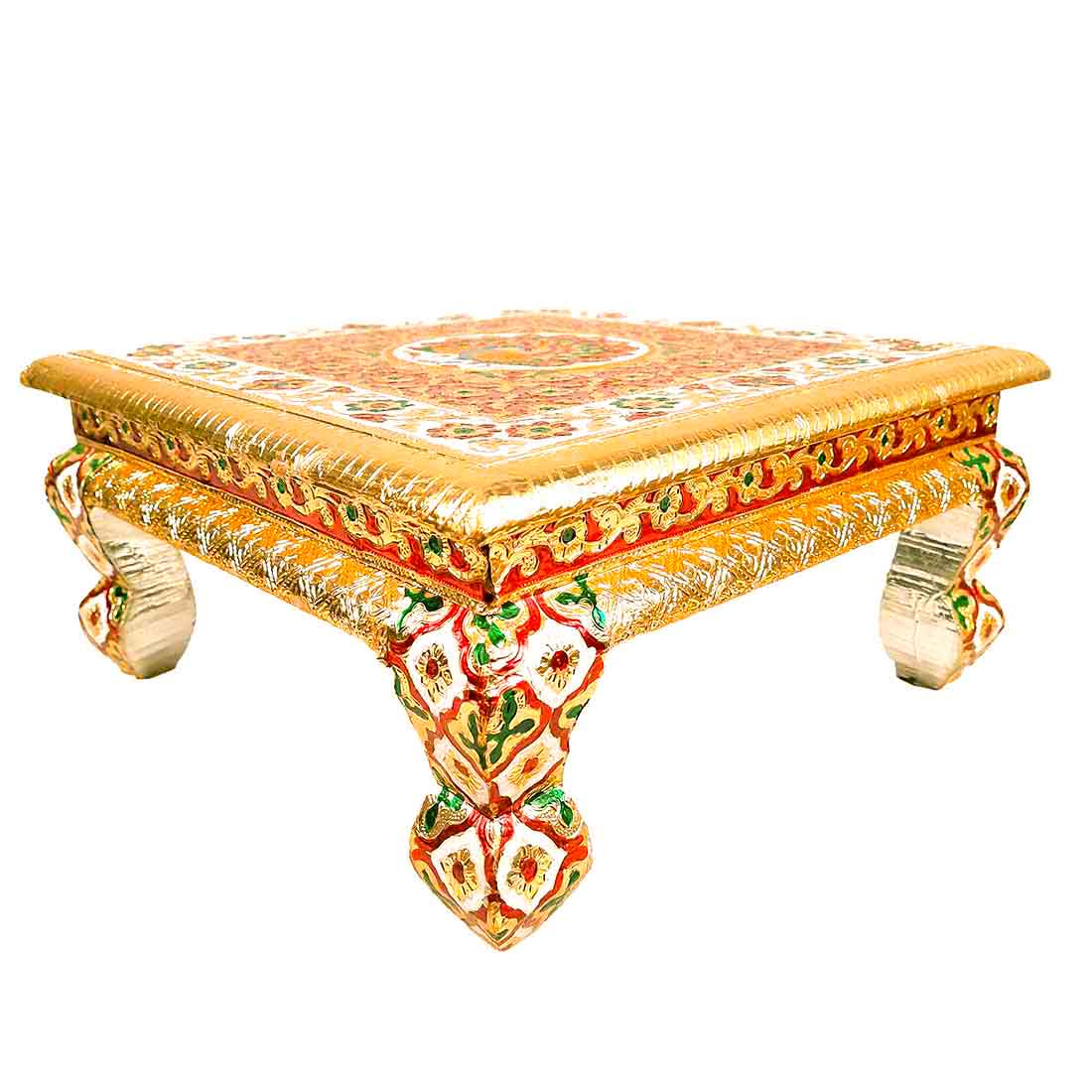 Pooja Chowki Bajot - Peacock Design - For Puja & Wedding Decor -12 Inch - ApkaMart