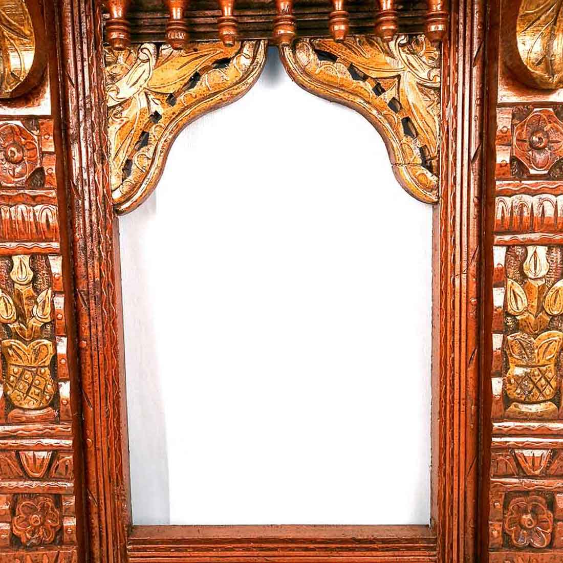 Jharokha Wall Hanging Big | Wooden Jharokha Frame Hangings - Elephant Design - For Home, Wall Decor, Frames, Living room, Entrance Decoration & Gifts  - 36 Inch