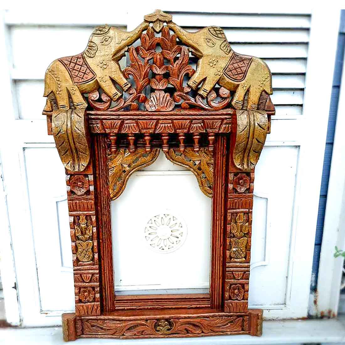 Jharokha Wall Hanging Big | Wooden Jharokha Frame Hangings - Elephant Design - For Home, Wall Decor, Frames, Living room, Entrance Decoration & Gifts - 36 Inch