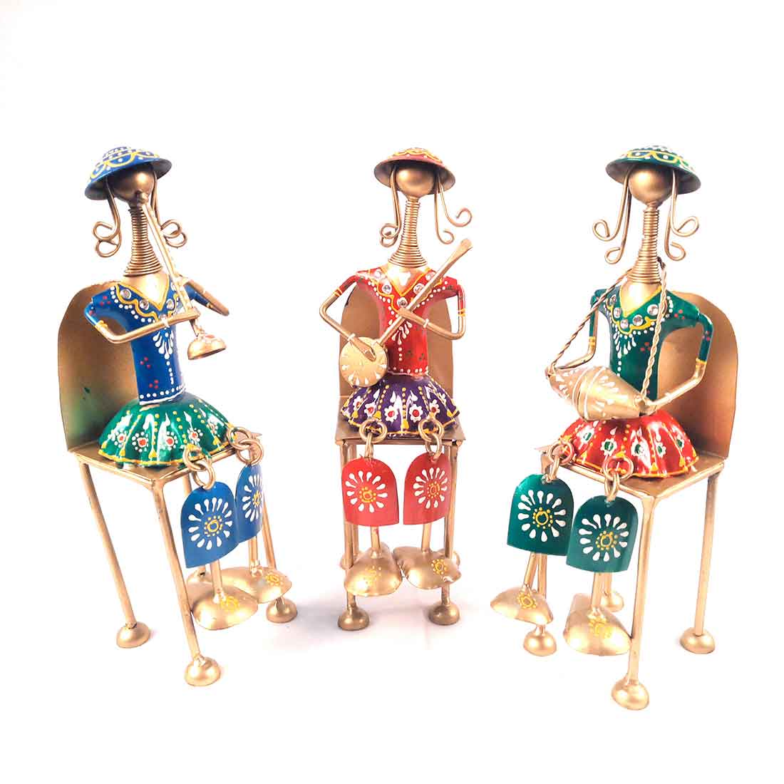 Musician Showpiece - Metal Figurines - For Table Decor & Living Room - 12 Inch -Set of 3 - ApkaMart