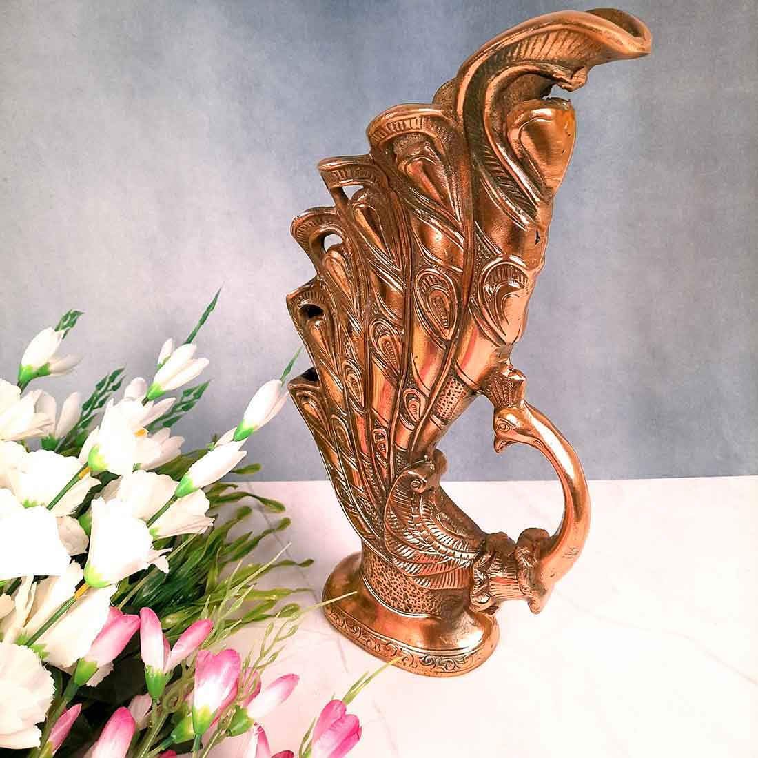 Vase | Flower Pot | Showpiece Cum Vase - Peacock Design - for Home Decoration, Living Room, Table, Shelf, Office , Interior Decor | Gifts for All Occasions - 16 Inch