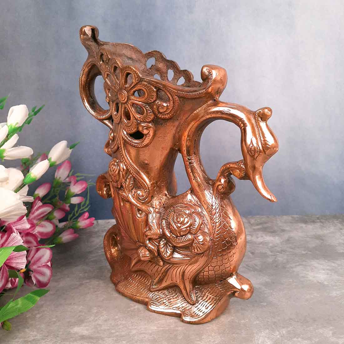 Vase | Flower Pot - Metal | Showpiece Cum Vase - for Home Decoration, Living Room, Table, Shelf, Office , Interior Decor | Gifts for All Occasions - 14 Inch