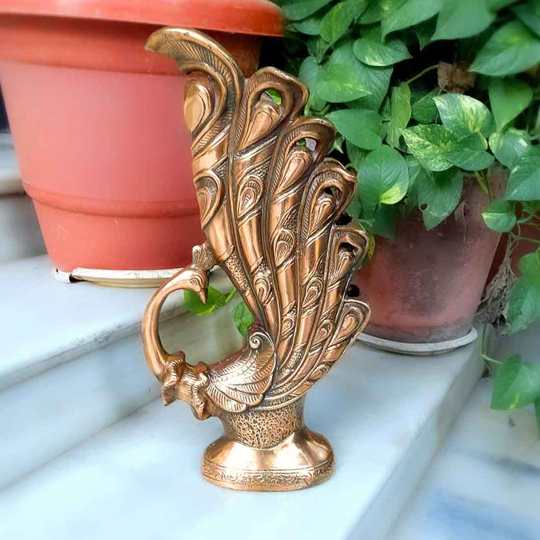 Vase | Flower Pot | Showpiece Cum Vase - Peacock Design - for Home Decoration, Living Room, Table, Shelf, Office , Interior Decor | Gifts for All Occasions - 16 Inch