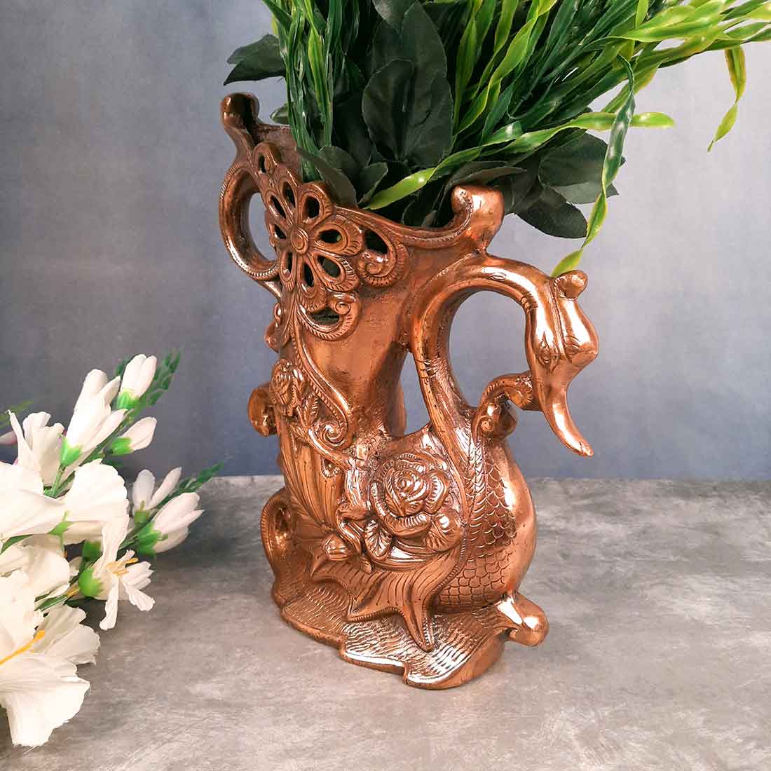 Vase | Flower Pot - Metal | Showpiece Cum Vase - for Home Decoration, Living Room, Table, Shelf, Office , Interior Decor | Gifts for All Occasions - 14 Inch