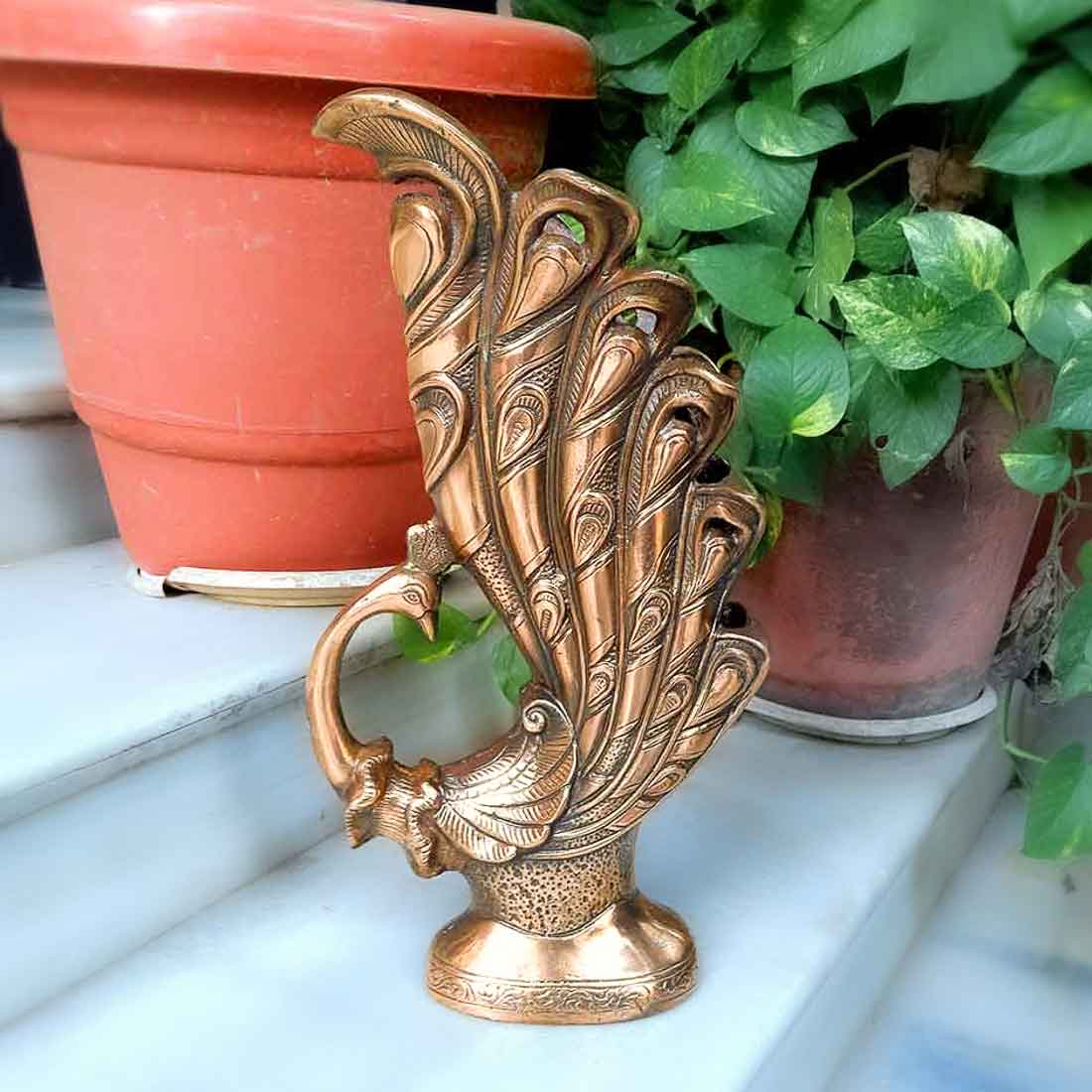 Vase | Flower Pot | Showpiece Cum Vase - Peacock Design - for Home Decoration, Living Room, Table, Shelf, Office , Interior Decor | Gifts for All Occasions - 16 Inch
