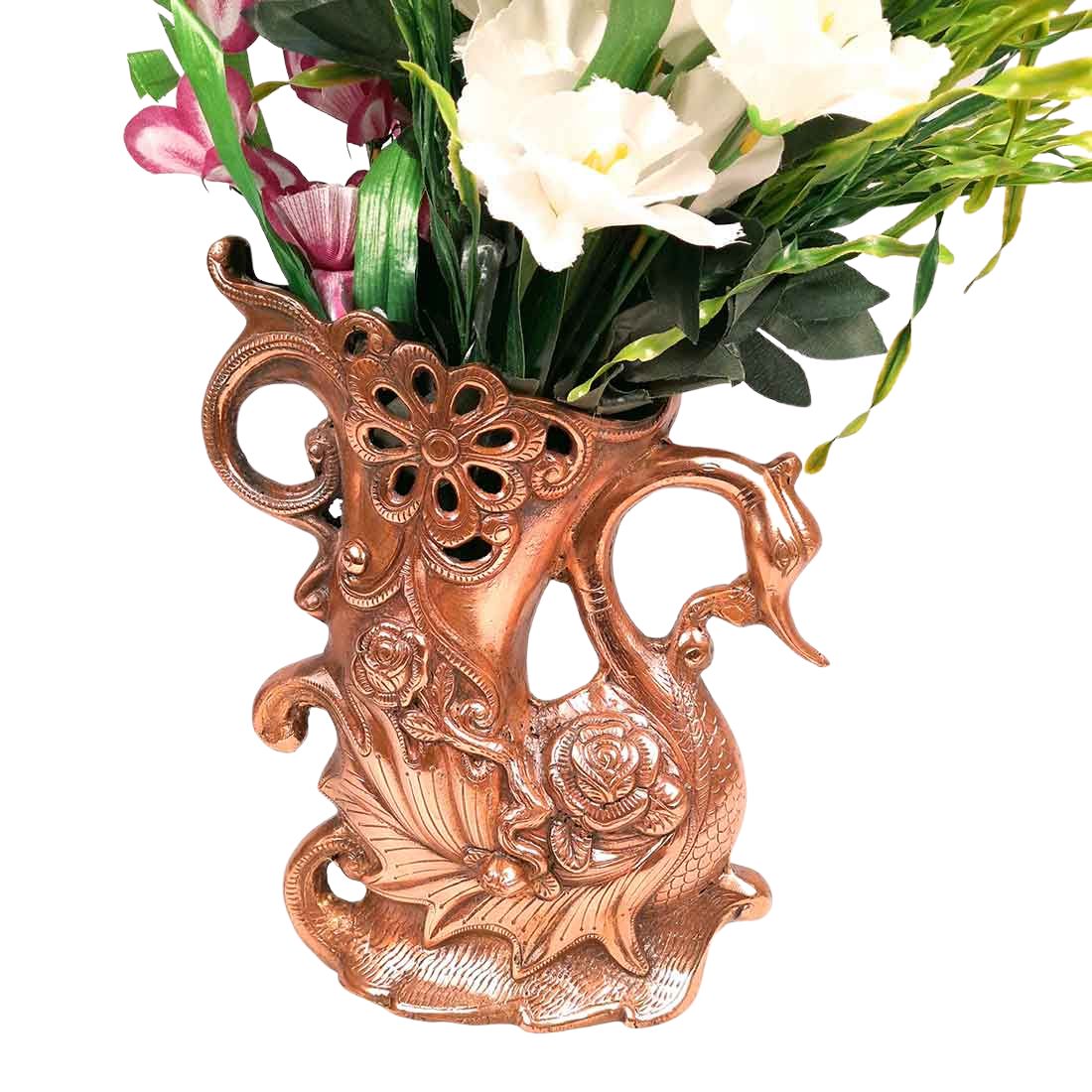Vase | Flower Pot - Metal | Showpiece Cum Vase - for Home Decoration, Living Room, Table, Shelf, Office , Interior Decor | Gifts for All Occasions - 14 Inch