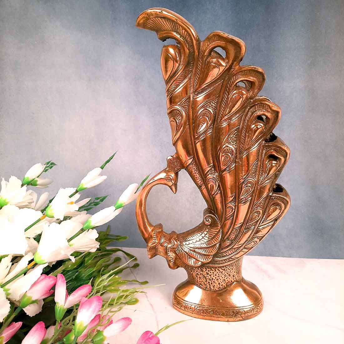 Vase | Flower Pot | Showpiece Cum Vase - Peacock Design - for Home Decoration, Living Room, Table, Shelf, Office , Interior Decor | Gifts for All Occasions - 16 Inch