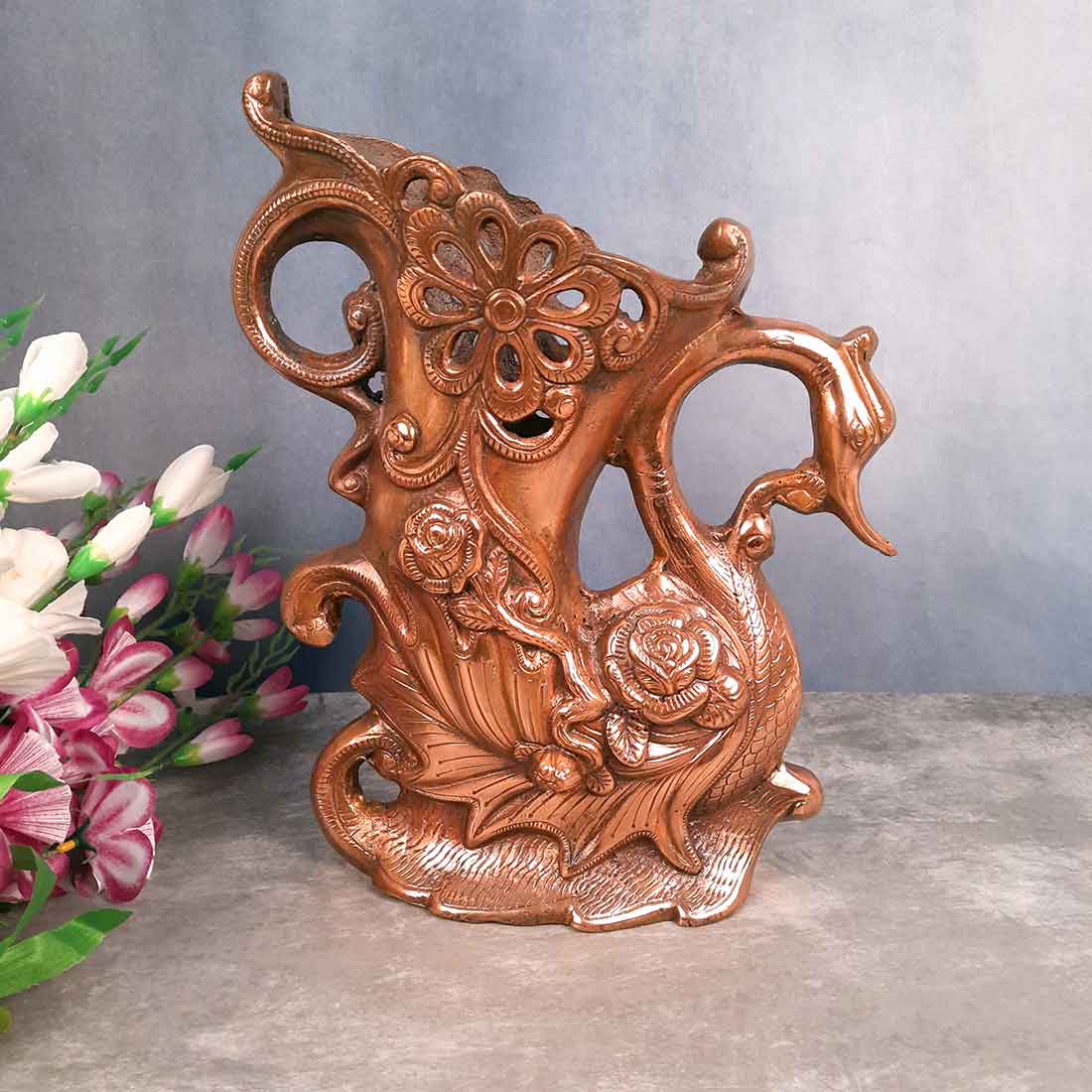 Vase | Flower Pot - Metal | Showpiece Cum Vase - for Home Decoration, Living Room, Table, Shelf, Office , Interior Decor | Gifts for All Occasions - 14 Inch