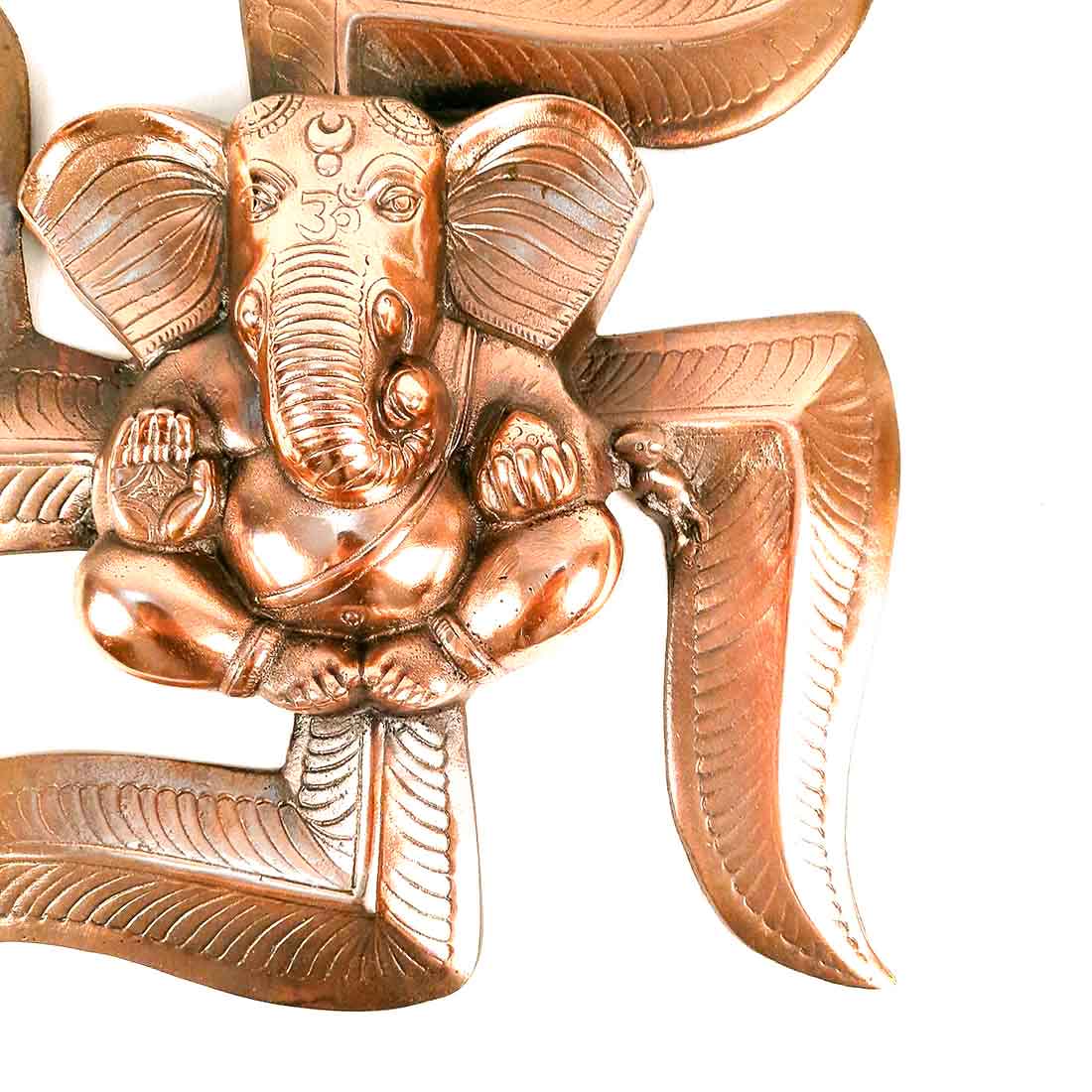 Ganesh Wall Hanging Idol | Lord Ganesha With Swastik Wall Decor Murti for Entrance Door | Ganesha Statue for Vastu, Home, Puja & Religious Decor  - 14 Inch