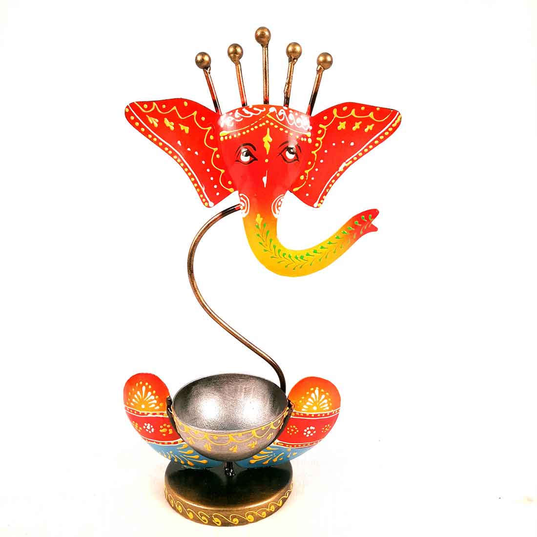 Candle Holder Stand | TeaLight Holder With One Slots Cum Showpiece  | Tea Light Candle Stands - Ganesha Design - For Home, Table, Living Room, Dining room, Bedroom Decor | For Diwali Decoration & Gifts - 12 Inch