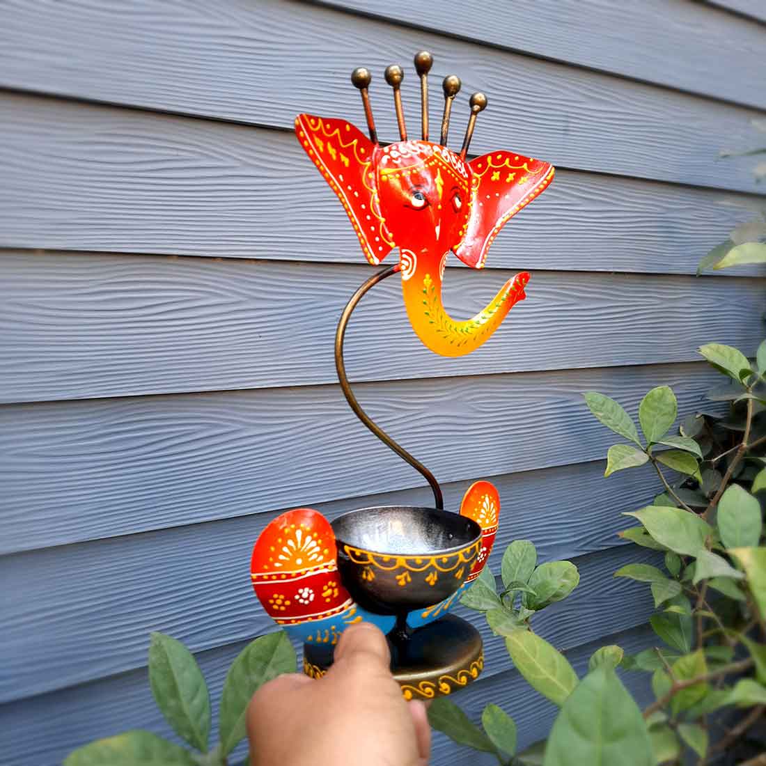 Candle Holder Stand | TeaLight Holder With One Slots Cum Showpiece | Tea Light Candle Stands - Ganesha Design - For Home, Table, Living Room, Dining room, Bedroom Decor | For Diwali Decoration & Gifts - 12 Inch