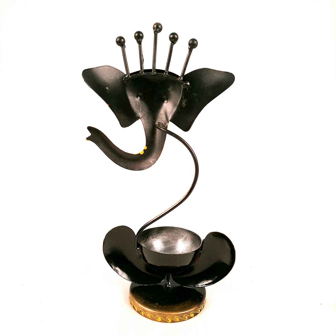 Candle Holder Stand | TeaLight Holder With One Slots Cum Showpiece | Tea Light Candle Stands - Ganesha Design - For Home, Table, Living Room, Dining room, Bedroom Decor | For Diwali Decoration & Gifts - 12 Inch