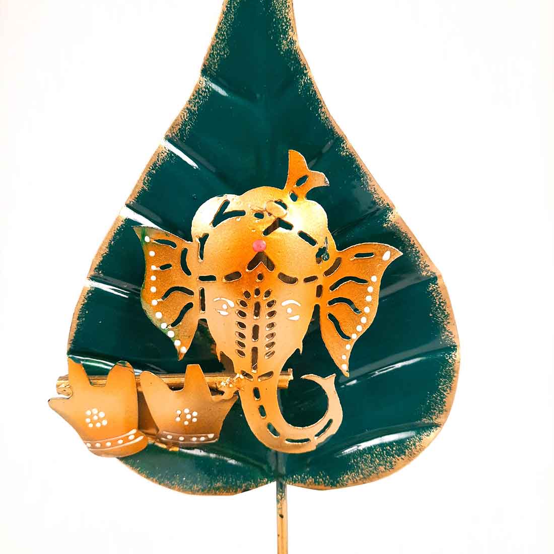 Tea Light Holder Antique | Candle Holders Stand With One Slots | Tea Light Candle Stands - Ganesha Design - For Home, Table, Living Room, Dining room, Bedroom Decor | For Festival Decoration & Gifts - 13 Inch