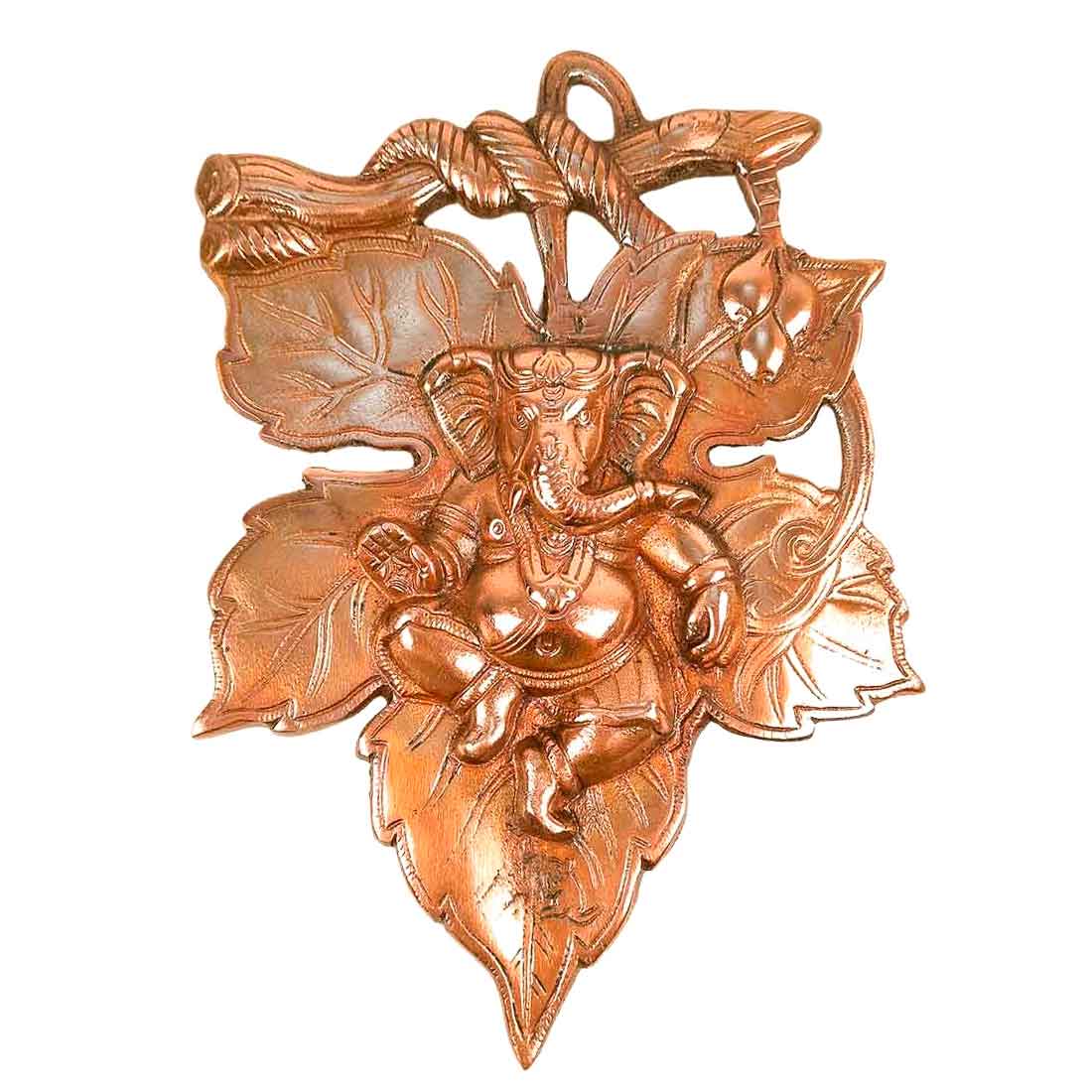 Leaf Ganesh Wall Hanging - Metal Wall Decor -11 Inch- Apkamart #Style_ Design 1