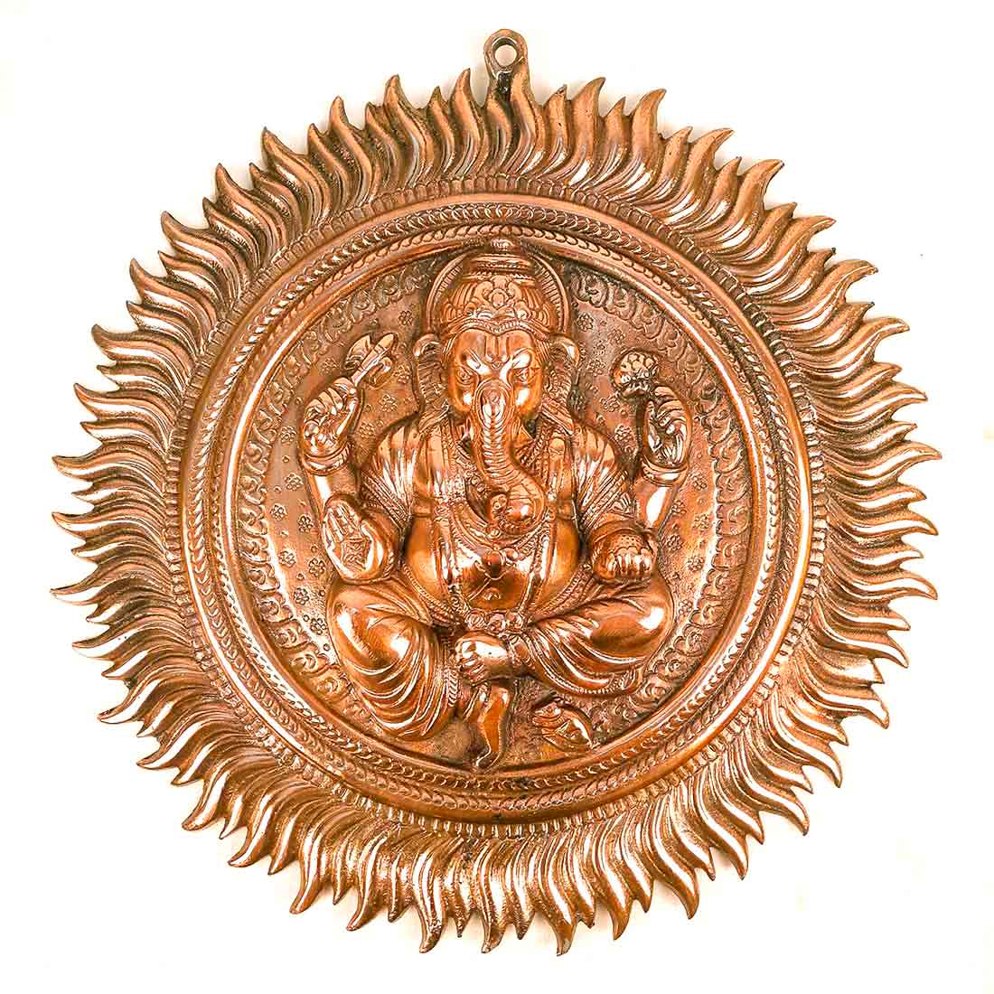 Ganesh Wall Hanging Murti | Ganesha Wall Statue With Sun - for Home Entrance & Main Door |Religoius & Spiritual Wall Art - For Puja, Living Room Decor & Gift - 16 Inch