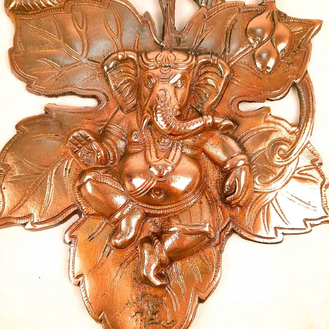 Leaf Ganesh Wall Hanging - Metal Wall Decor -11 Inch- Apkamart #Style_ Design 1