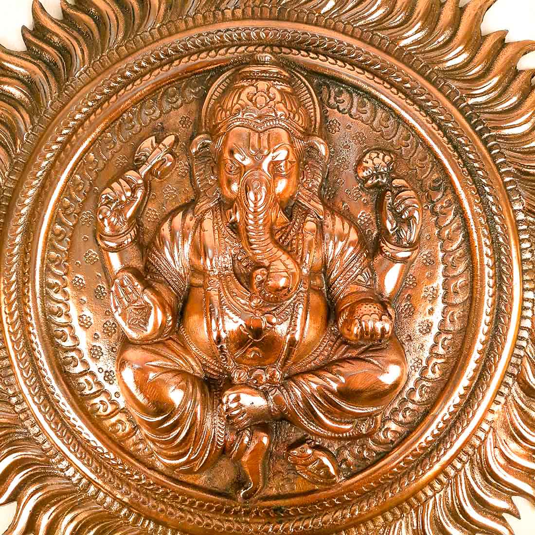 Ganesh Wall Hanging Murti | Ganesha Wall Statue With Sun - for Home Entrance & Main Door |Religoius & Spiritual Wall Art - For Puja, Living Room Decor & Gift - 16 Inch