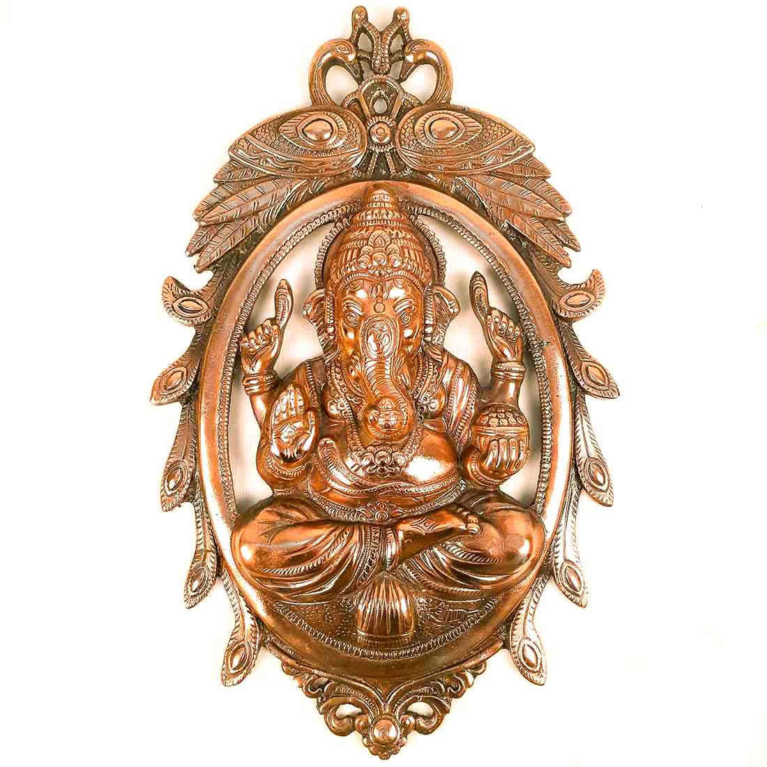 Ganesh Statue Wall Hanging | Metal Ganesha With Peacocks Wall Decor Murti for Entrance Door | Vastu Ganesha Idol for Home, Puja & Religious Decor  -18 Inch