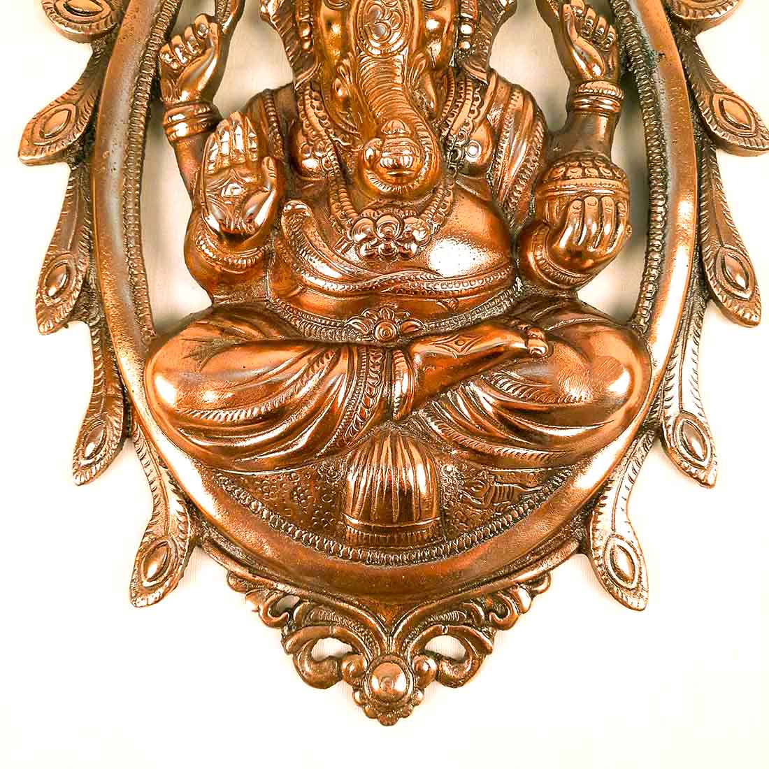 Ganesh Statue Wall Hanging | Metal Ganesha With Peacocks Wall Decor Murti for Entrance Door | Vastu Ganesha Idol for Home, Puja & Religious Decor  -18 Inch