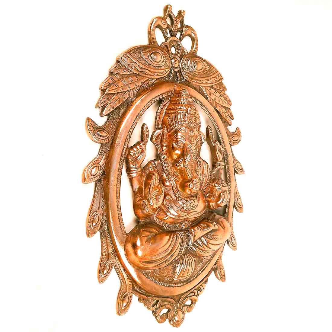 Ganesh Statue Wall Hanging | Metal Ganesha With Peacocks Wall Decor Murti for Entrance Door | Vastu Ganesha Idol for Home, Puja & Religious Decor  -18 Inch
