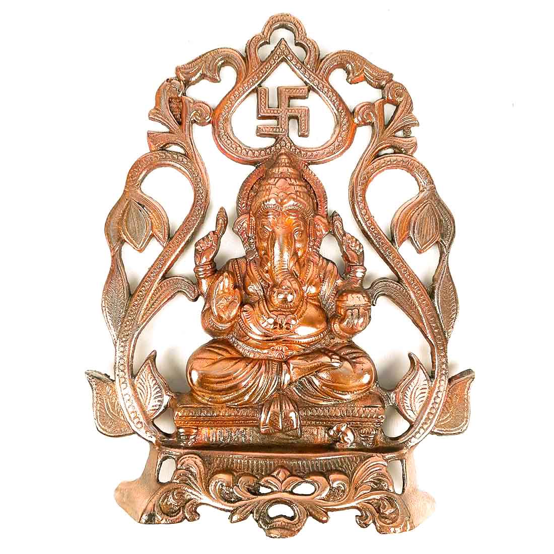 Ganesh Wall Hanging Idol | Lord Ganesha With Swastik Wall Decor Murti for Entrance Door | Ganesha Statue for Vastu, Home, Puja & Religious Decor - 14 Inch