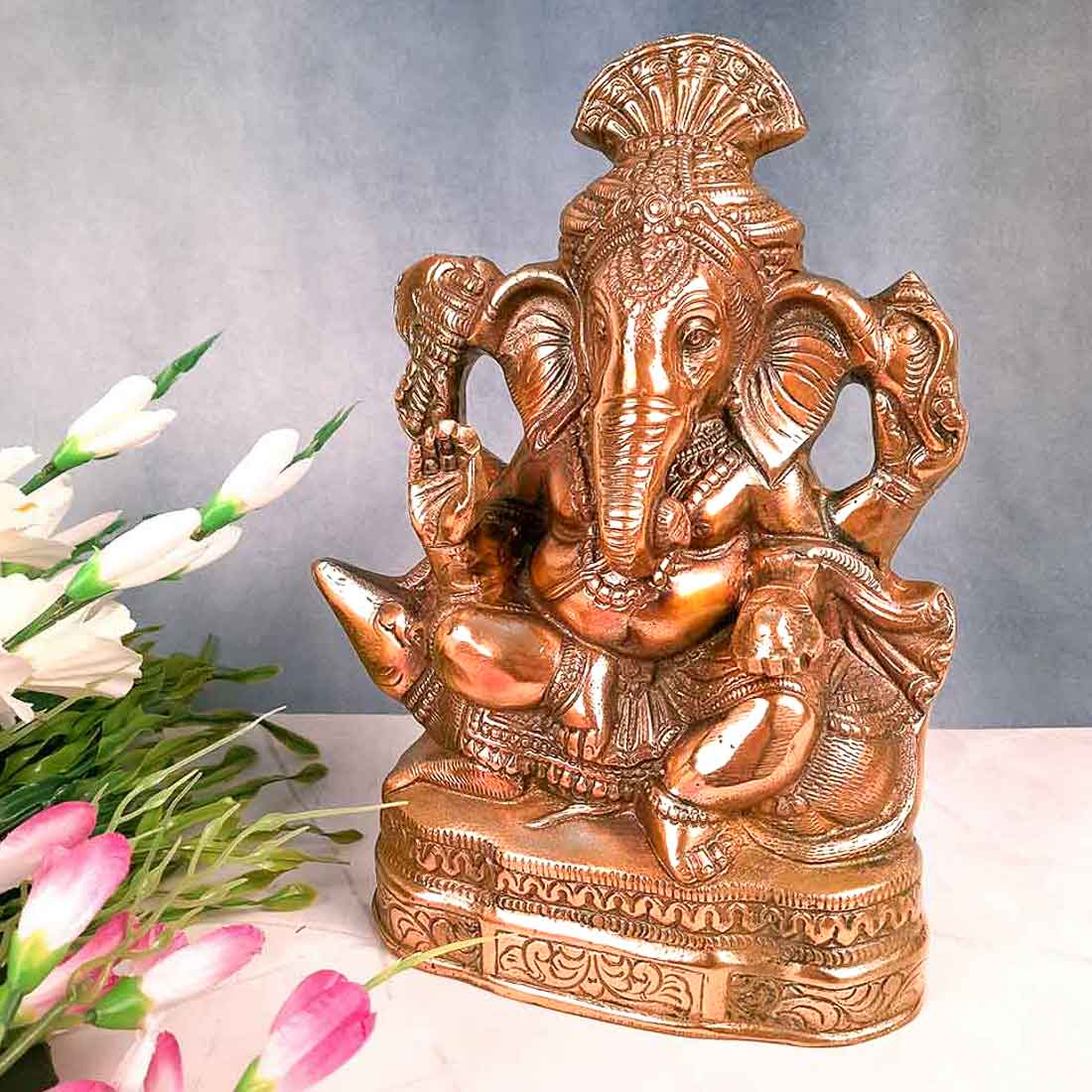 Ganesh Statue | Ganesh Ji Idol - for Puja Room & Home Entrance | Ganpati Murti For Temple Decor, Vastu, Diwali & House Warming Gift - 12 Inch
