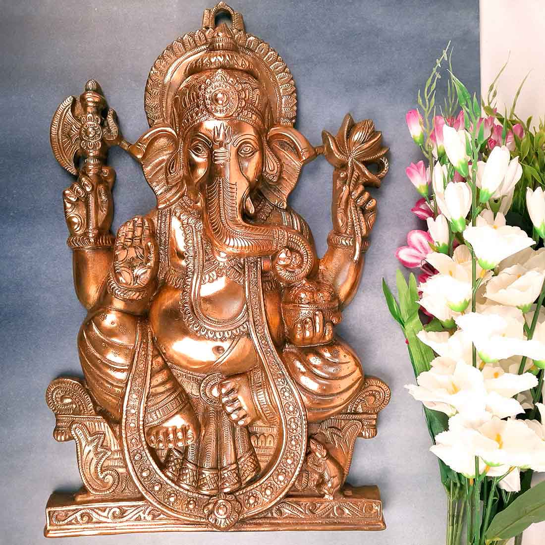 Ganesh Wall Hanging Idol Big | Lord Ganesha Statue Wall Art - For Puja, Home & Main Gate |Religoius & Spiritual Decor for Living Room - 23 Inch