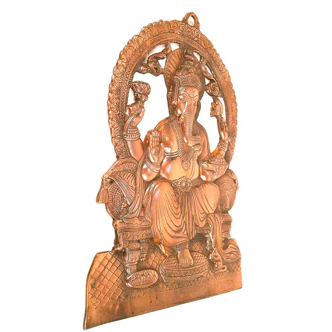 Ganesh Statue Wall Hanging | Metal Ganesha Wall Decor Murti for Entrance Door | Vastu Ganesha Idol for Home, Puja & Religious Decor  - 22 Inch