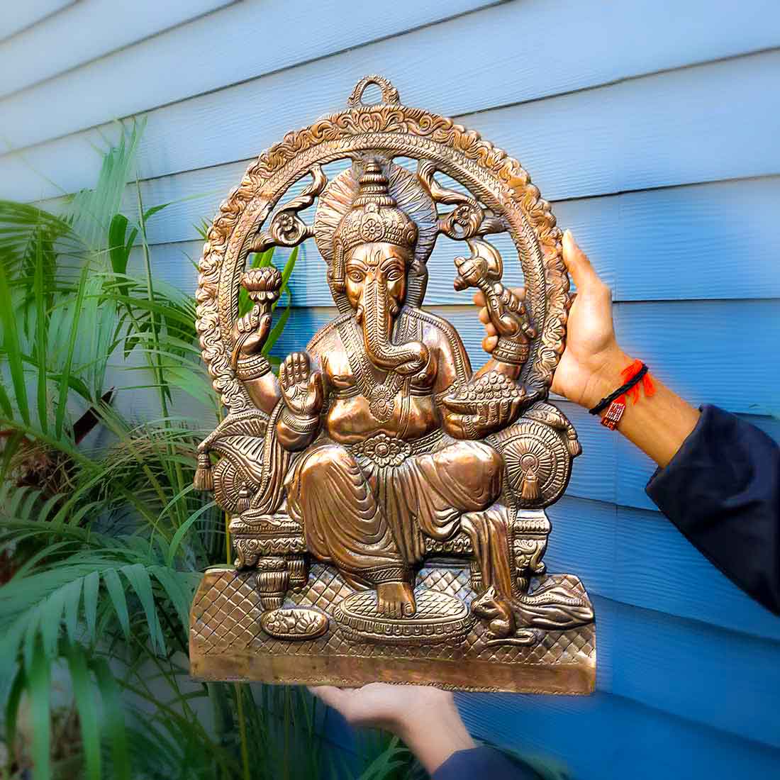 Ganesh Statue Wall Hanging | Metal Ganesha Wall Decor Murti for Entrance Door | Vastu Ganesha Idol for Home, Puja & Religious Decor  - 22 Inch