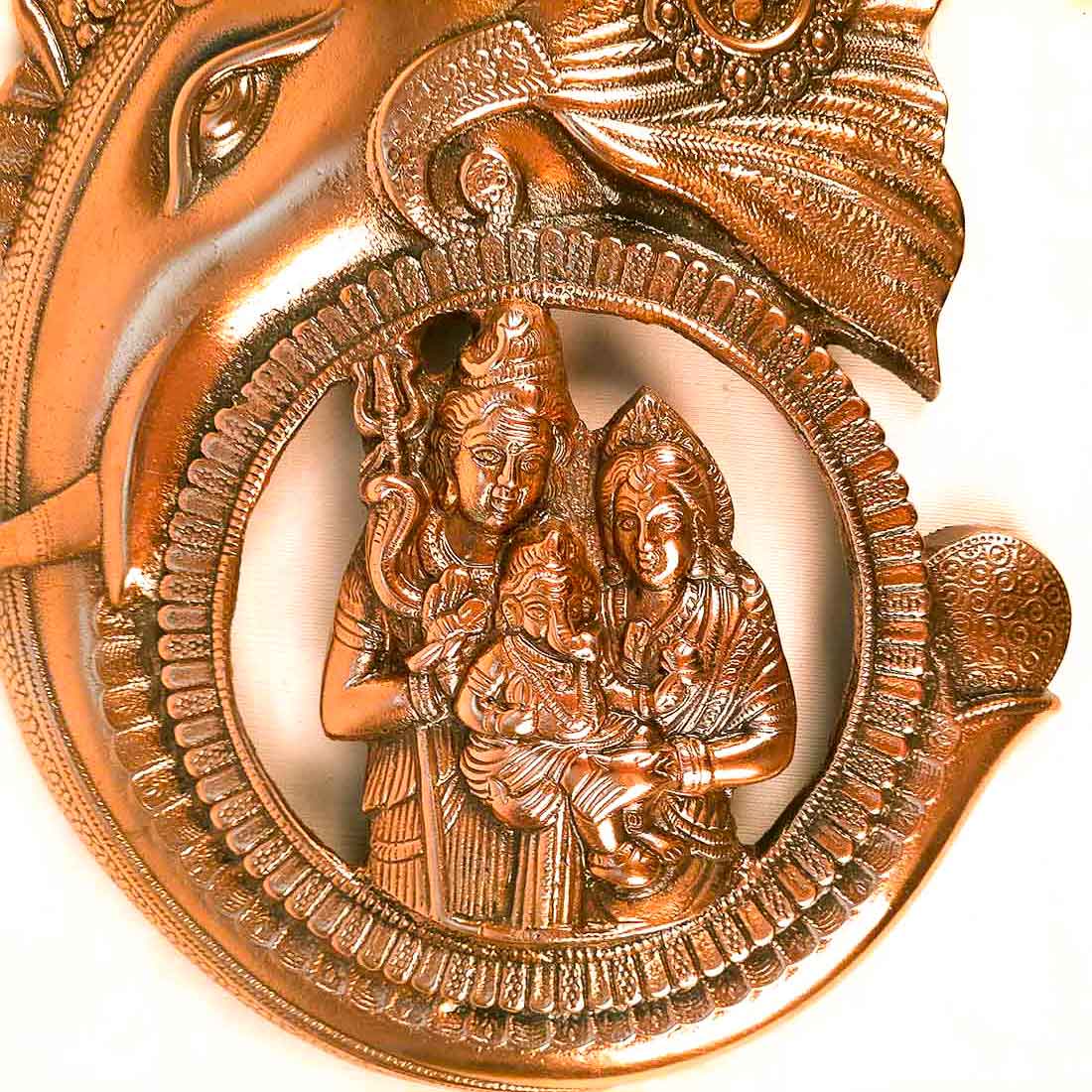 Ganesh Idol Wall Hanging | Lord Ganesha With Shiv Parvati Wall Statue Decor |Religoius & Spiritual Wall Art - For Puja, Home & Entrance Living Room & Gift - 16 Inch - Apkamart