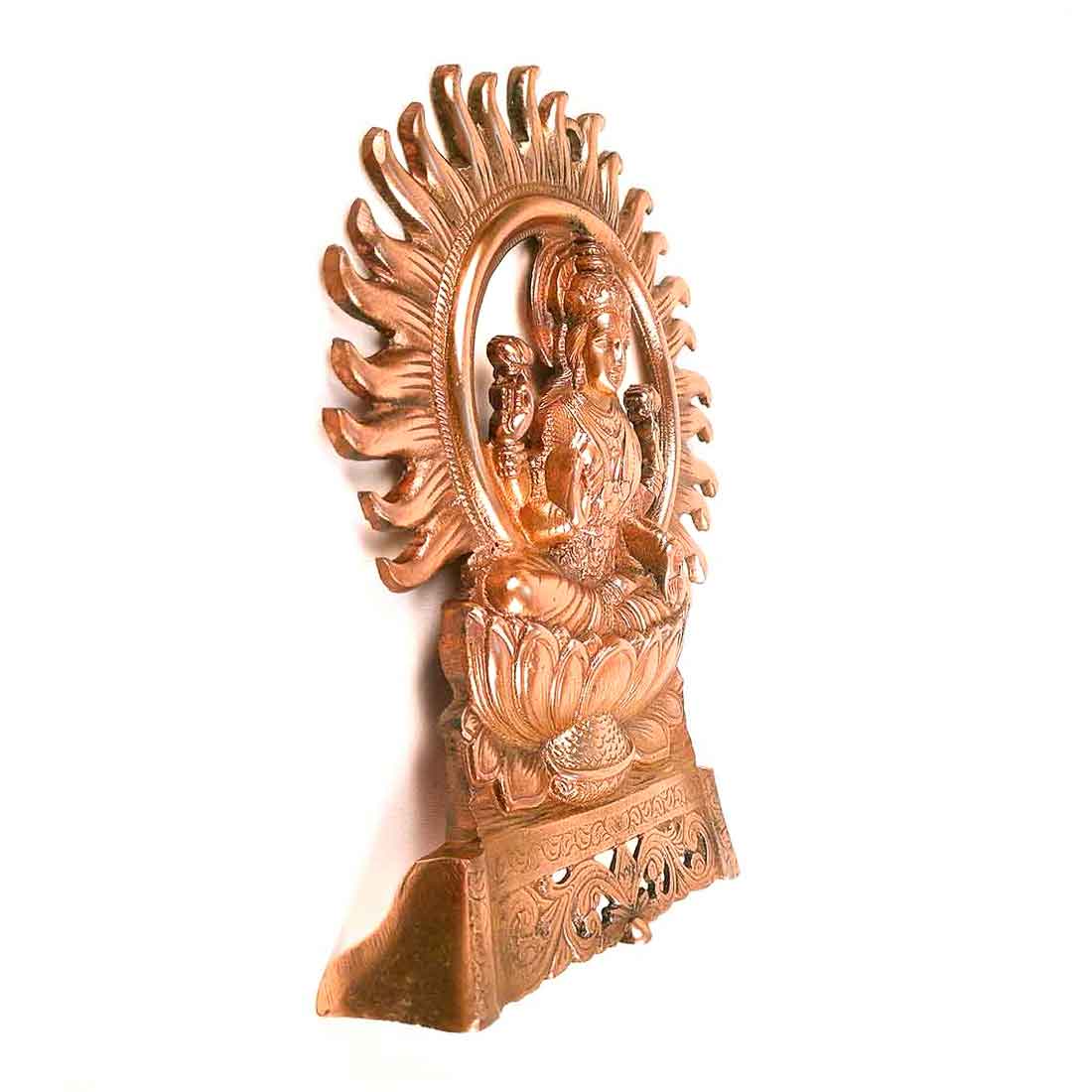 Lakshmi Idol Wall Hanging | Goddess Laxmi Sitting On Lotus / Kamal Wall Statue Decor |Religoius & Spiritual Wall Art - For Diwali, Puja, Home & Entrance Living Room & Gift - 11 Inch