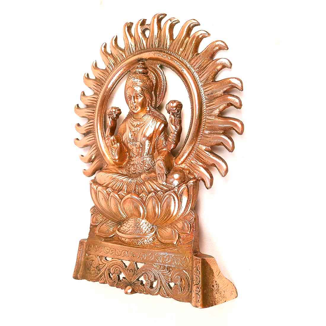 Lakshmi Idol Wall Hanging | Goddess Laxmi Sitting On Lotus / Kamal Wall Statue Decor |Religoius & Spiritual Wall Art - For Diwali, Puja, Home & Entrance Living Room & Gift - 11 Inch