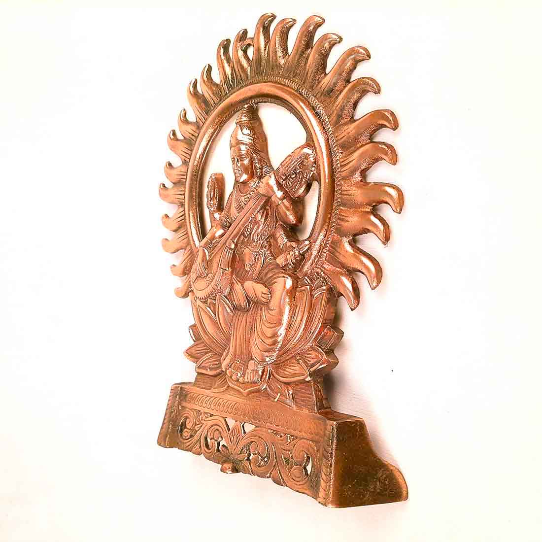 Saraswati Idol Wall Hanging | Goddess Sarasvati Playing Veena Wall Statue Small |Religoius & Spiritual Wall Art - For Puja, Home & Entrance, Living Room & Gift- 11 Inch
