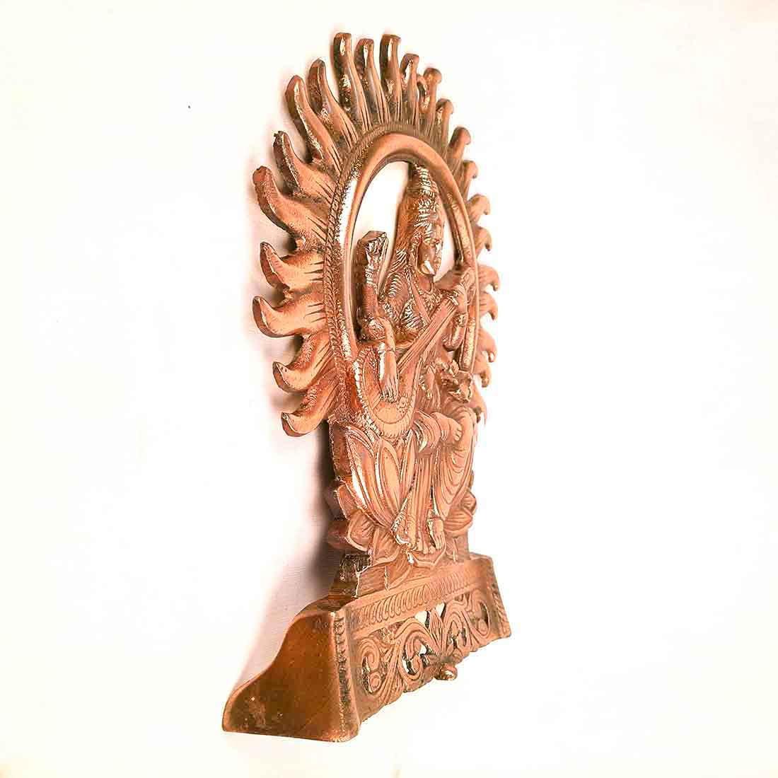 Saraswati Idol Wall Hanging | Goddess Sarasvati Playing Veena Wall Statue Small |Religoius & Spiritual Wall Art - For Puja, Home & Entrance, Living Room & Gift- 11 Inch