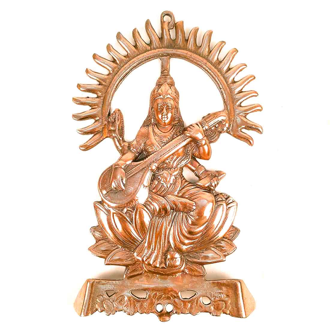 Saraswati Wall Hanging Murti | Maa Sarasvati Wall Decor Statue | Religious & Spiritual Wall Art - for Puja, Home, Entrance  & Living Room  - 16 Inch