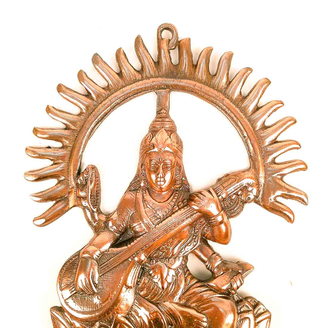 Saraswati Wall Hanging Murti | Maa Sarasvati Wall Decor Statue | Religious & Spiritual Wall Art - for Puja, Home, Entrance  & Living Room  - 16 Inch