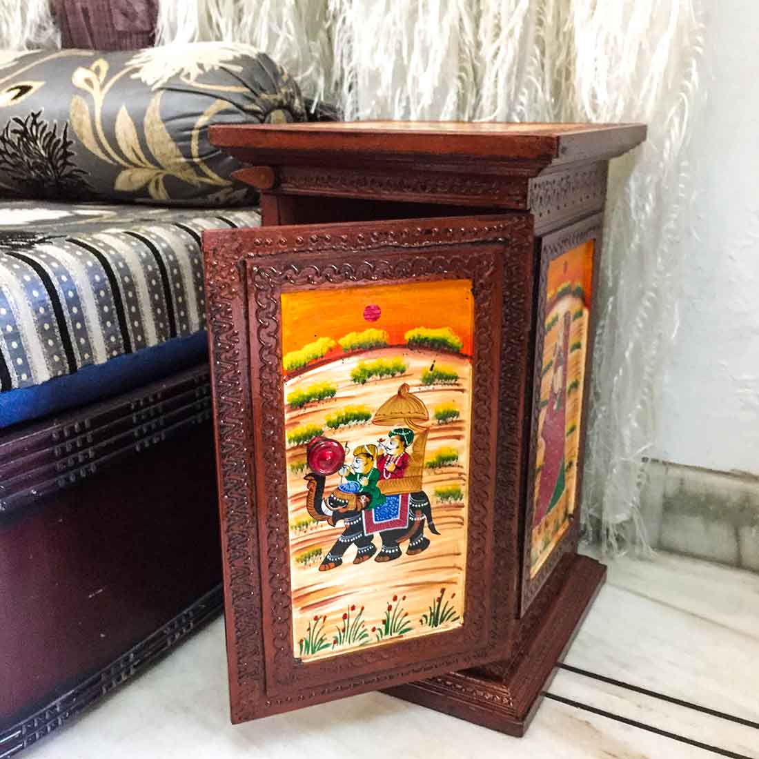 Corner Cabinet with Door and Shelves - for Living Room & Home Decor - 18 Inch - ApkaMart