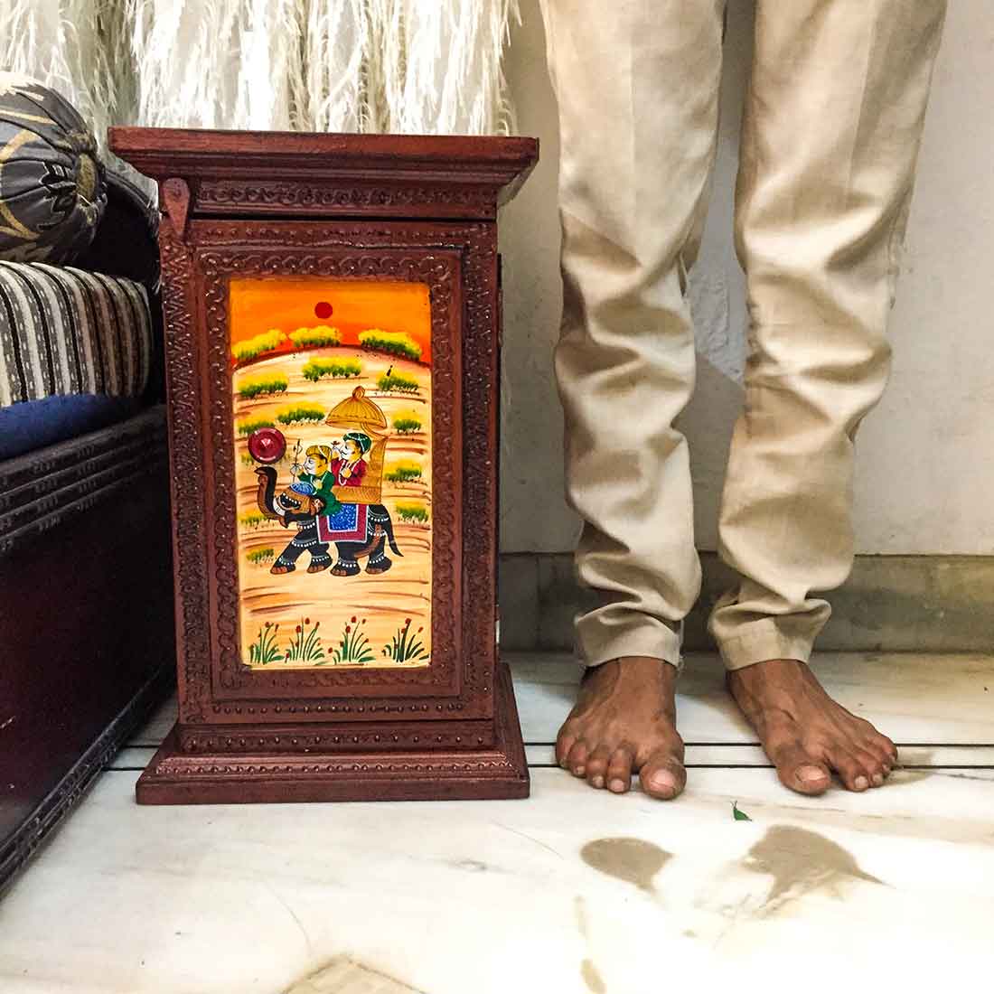 Corner Cabinet with Door and Shelves - for Living Room & Home Decor - 18 Inch - ApkaMart