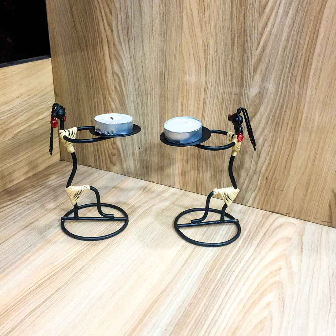 T Light Holder Lady Design - For Table & Wall Decor - 5 Inch - Set of 2 - ApkaMart