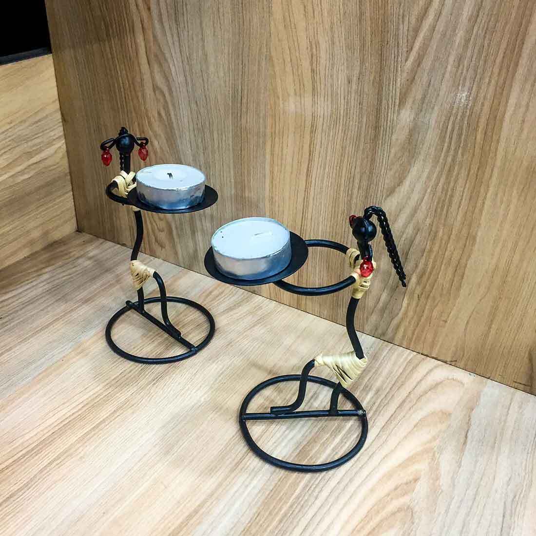 T Light Holder Lady Design - For Table & Wall Decor - 5 Inch - Set of 2 - ApkaMart